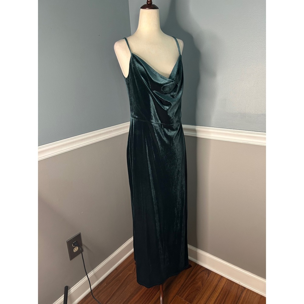 Taylor Velvet scoop Neck Gown Dark Emerald Green Maxi Dress 3631M Womens 12 NEW
